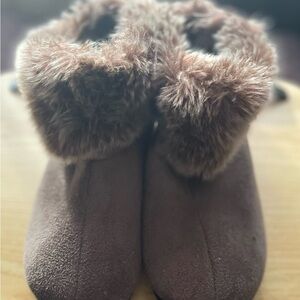 isotoner Brown Ankle Booties with Furry Trim